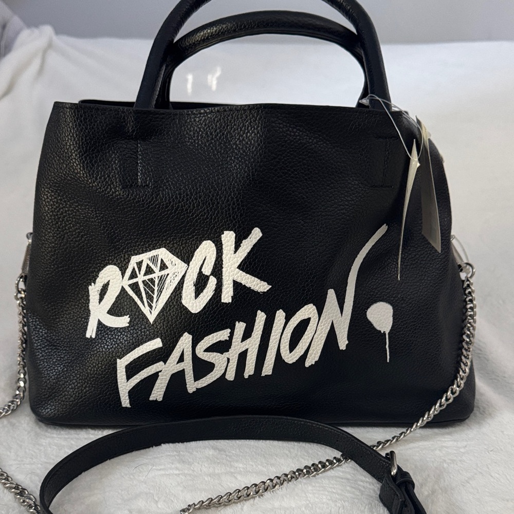 Steve Madden Black and White “Rock Fashion” Satchel NWT